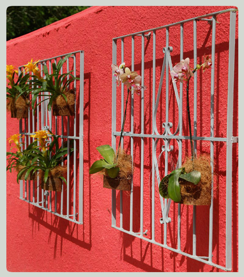 grades jardim vertical: residência foram reaproveitadas como suportes para o jardim vertical grades jardim vertical: residência foram reaproveitadas como suportes para o jardim vertical