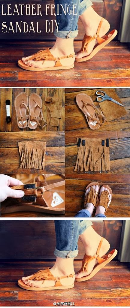 DIY sandália de franjas sapato franjas como fazer