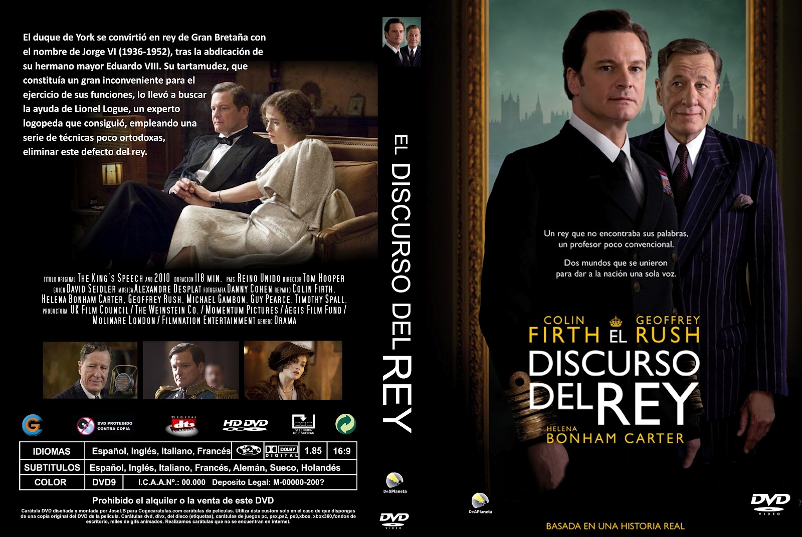 caratulas de peliculas: EL DISCURSO DEL REY