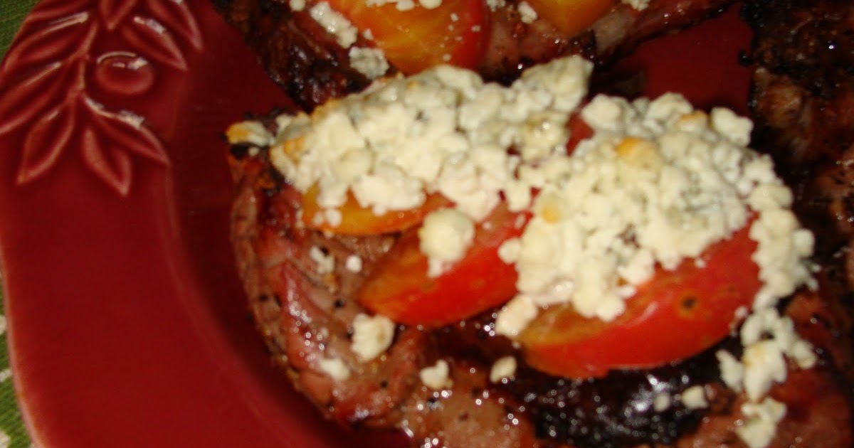 Just Cooking Crumbled Blue Cheese and Tomato Topped Fillet Mignon
