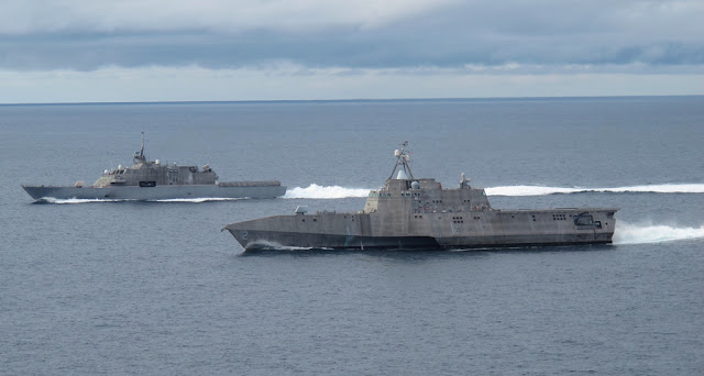 One big question looming is whether both LCS designs – a monohull by Lockheed Martin and a trimaran by Austal USA – will move into the frigate program or if the Navy will downselect to one variant USS Freedom (LCS-1) and USS Independence (LCS-2)