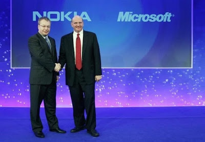 Nokia's CEO Stephen Elop and Microsoft's CEO Steven Ballmer