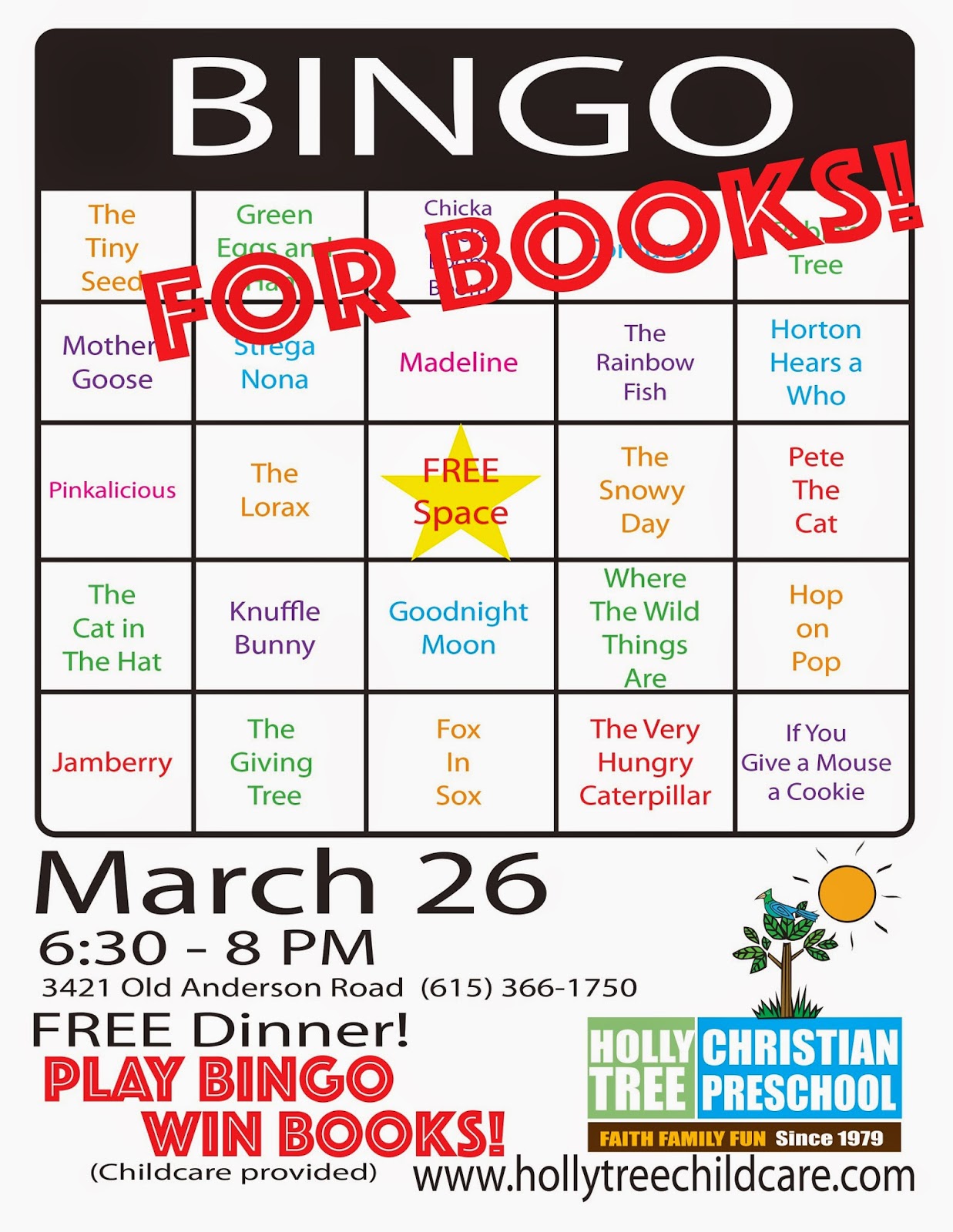 holly tree of priest lakefaith family fun at holly tree bingo bingo for books flyer