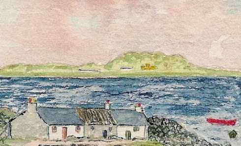 Iona from Fionnphort (Watercolour)