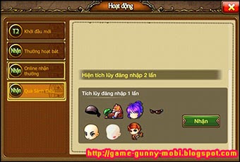 Game Gunny Mobi Quà cho nhân vật Nam