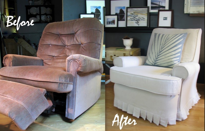 blue roof cabin Recliner a Before and After