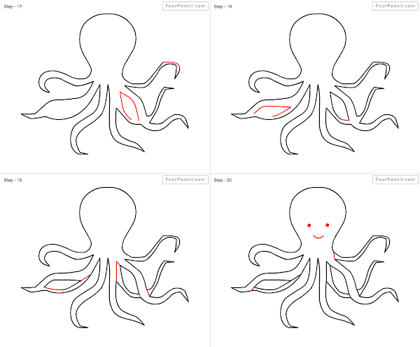 How to draw Octopus easy steps - slide 4