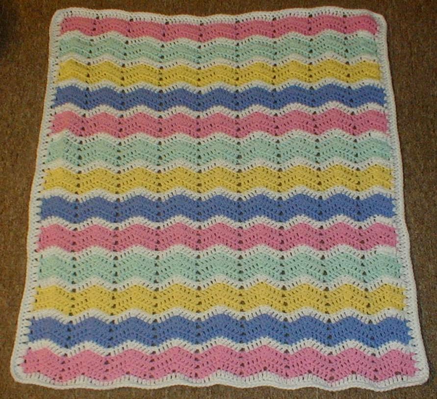 Karens Crocheted Garden of Colors Ripple Baby Blanket