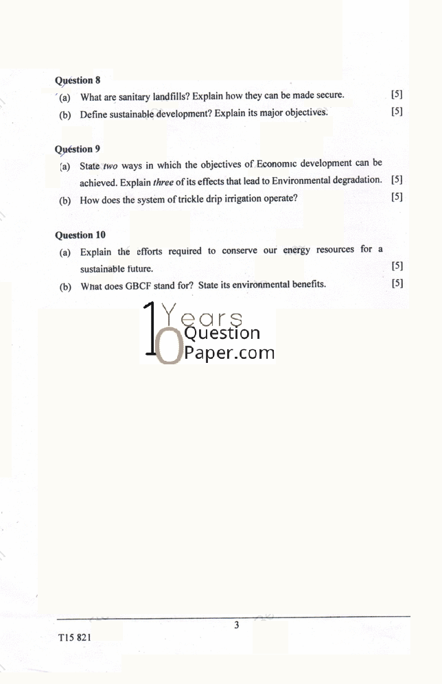 icse 2015 class 10th Environmental Science question paper icse 2015 class 10th Environmental Science question paper