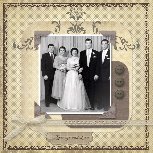 Vintage Heritage scrapbook layout of my Grandparent's wedding in the 1950's