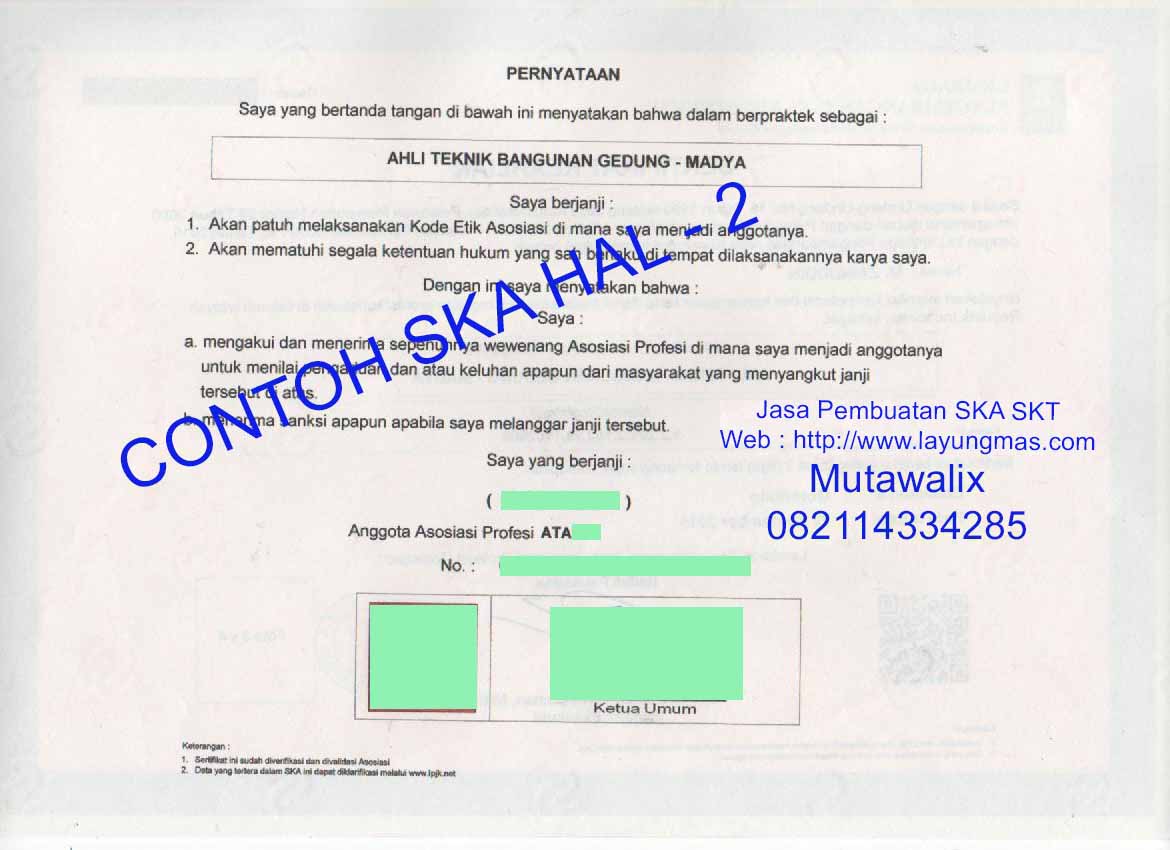 Contoh SKA SKT Jasa Sertifikasi SKA, SKT dan