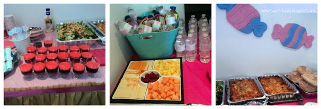 At the Food table there was birthday party food table. At the Food table there was