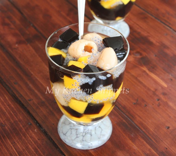 My Kitchen Snippets Grass Jelly, Mango, Lychee with Thai Basil Seeds