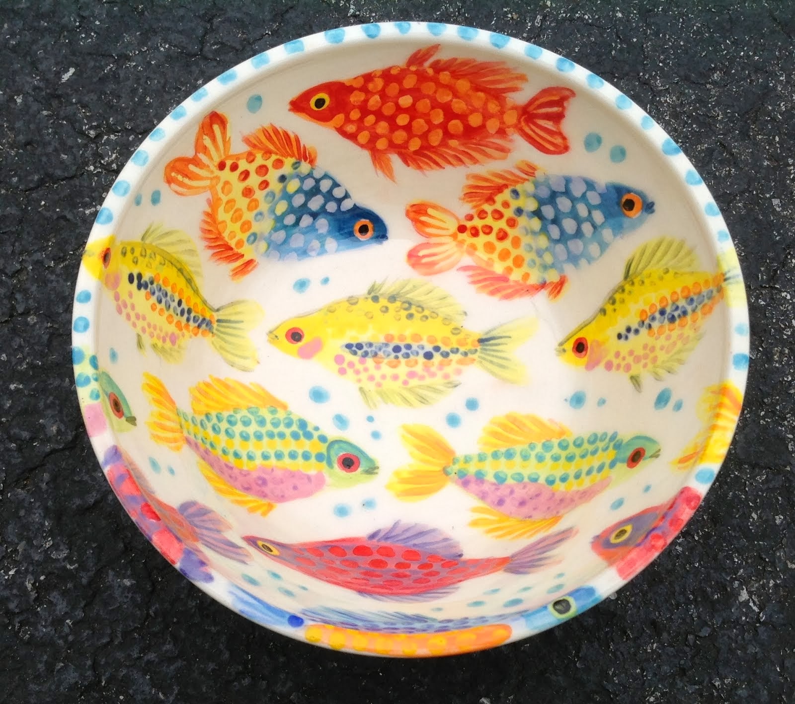 Pottery and Paint Rainbowfish Bowl