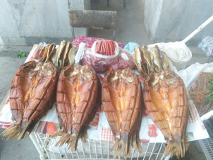 Dry fish on sale in "Siyob Bazaar" in Samarkand.