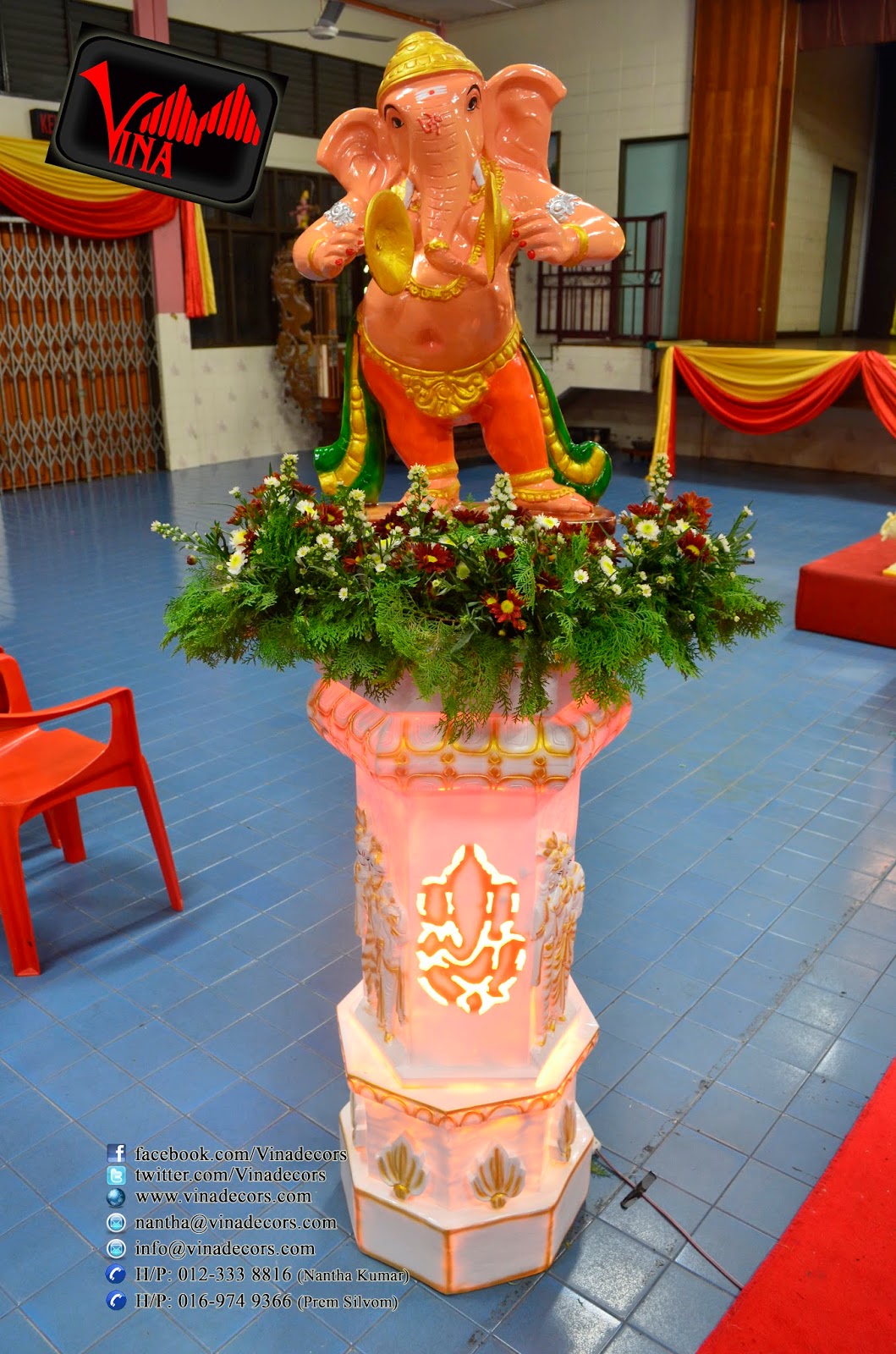Morning Wedding in Sri Thandayuthapani Temple, Chettiar's Hall, No. 332, Jalan Ipoh, Sentul 51200 Kuala Lumpur which took place on 9th April 2014 (Entrance Kolam Setting with twin ganesha statue, 10 different pillar with musical ganesha statue and fresh flowers, ganesha manavarai seting with fresh flowers and Main table setting) by Vina Canopy & Decor Morning Wedding in Sri Thandayuthapani Temple, Chettiar's Hall, No. 332, Jalan Ipoh, Sentul 51200 Kuala Lumpur which took place on 9th April 2014 (Entrance Kolam Setting with twin ganesha statue, 10 different pillar with musical ganesha statue and fresh flowers, ganesha manavarai seting with fresh flowers and Main table setting) by Vina Canopy & Decor