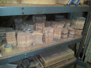 These shapely tiles are the product of the wooden blocks and the rubber molds they helped create. These shapely tiles are the product of the wooden blocks and the rubber molds they helped create.