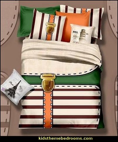 luggage style bedding-travel theme bedding