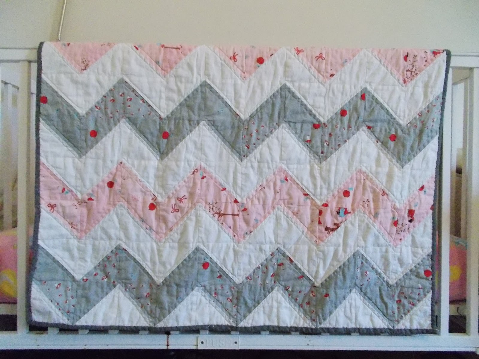 Books Lists Life Chevron baby quilt or Half Square Triange (HST) quilt