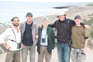 Beto Bubas, Andrés Bonetti, José María Morales, Gerardo Olivares y Dario Bonetti en Punta Norte - El Faro de las Orcas