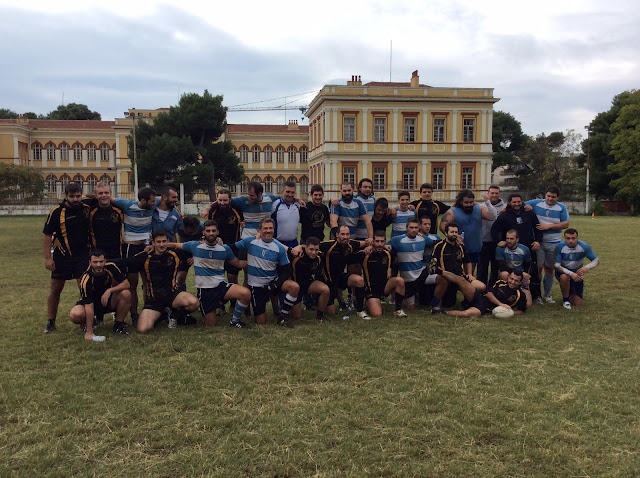 η φωτογράφηση μετά το φιλικό των lions rfc και Ηρακλής ραγκμπι
