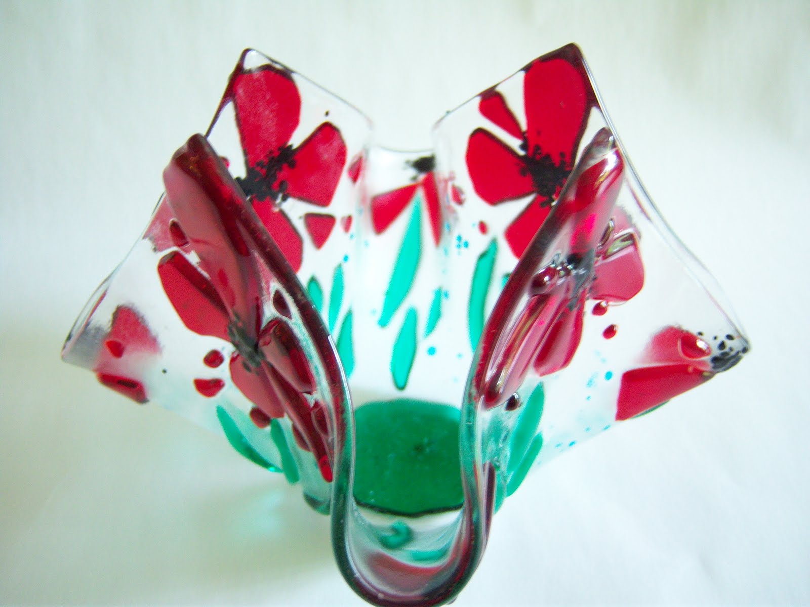 My Tiny Little Life Poppies! A Fused Glass Drop Vase