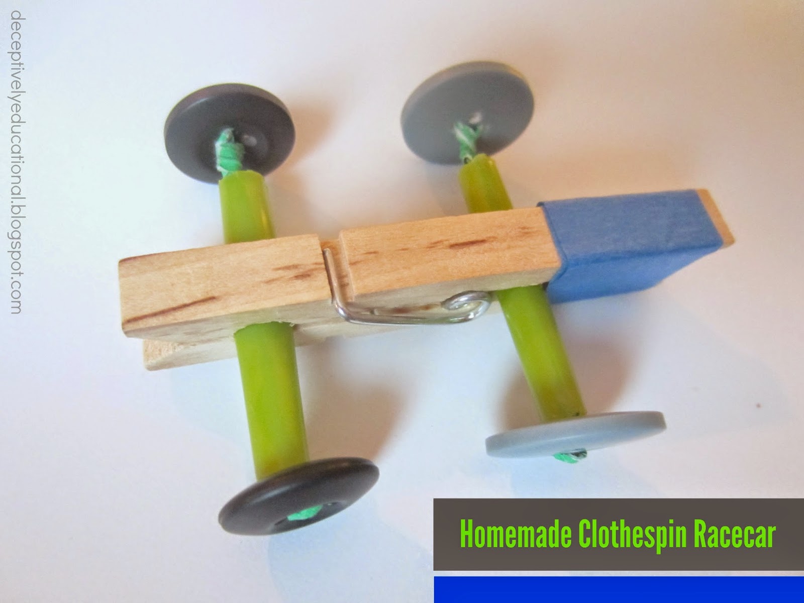 Relentlessly Fun, Deceptively Educational Homemade Closthespin Racecar