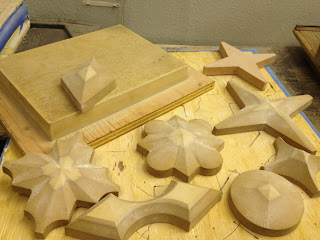 Wooden forms are carved out to the exact specification of the plastic mold that will form the tile. Wooden forms are carved out to the exact specification of the plastic mold that will form the tile.