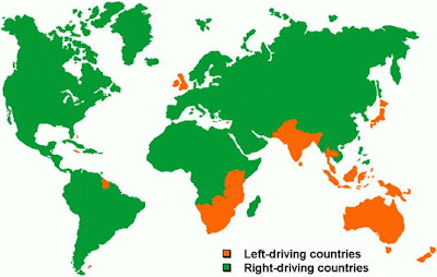 peta sebaran left vs right driving countries di dunia