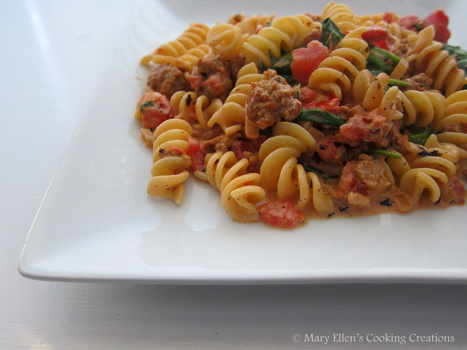 Mary Ellen's Cooking Creations Creamy Pasta with Turkey Sausage