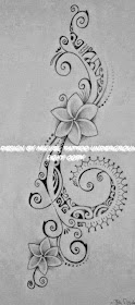♥ ♫ ♥ Polynesian Tattoo for Woman featuring Tipanier Flowers and a Hook of Maori Symbols ♥ ♫ ♥