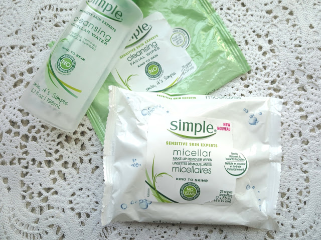 a picture of Simple Cleansing Micellar Water, Simple Cleansing Facial Wipes, Simple Micellar Make-Up Remover Wipes