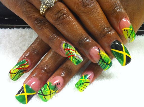 1. Jamaican Flag Nail Art - wide 3