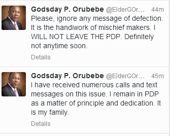 Elder Orubebe tweet