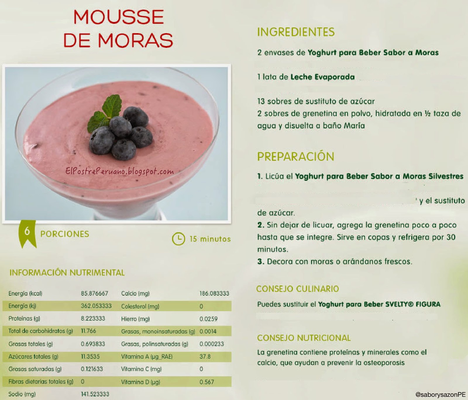 MOUSSE DE MORAS - RECETAS BAJAS EN CALORIAS - POSTRES LIGHT recipes