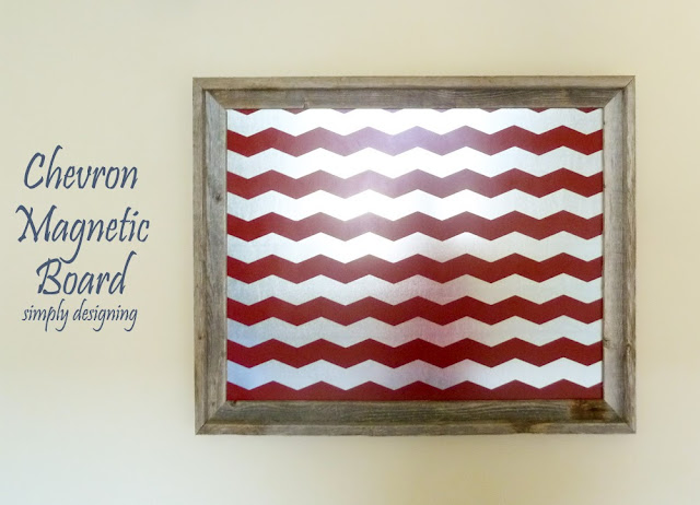 DIY Chevron Magnetic Bulletin Board | includes a full tutorial on how to create this project | from Simply Designing | #diy #chevron #organization