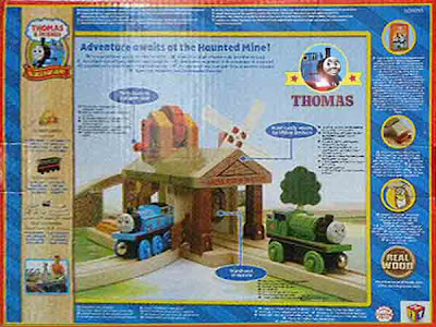 Thomas and Friends Wooden Railway Toy set - Haunted Mine Tunnel Percy the tank engine toy box back