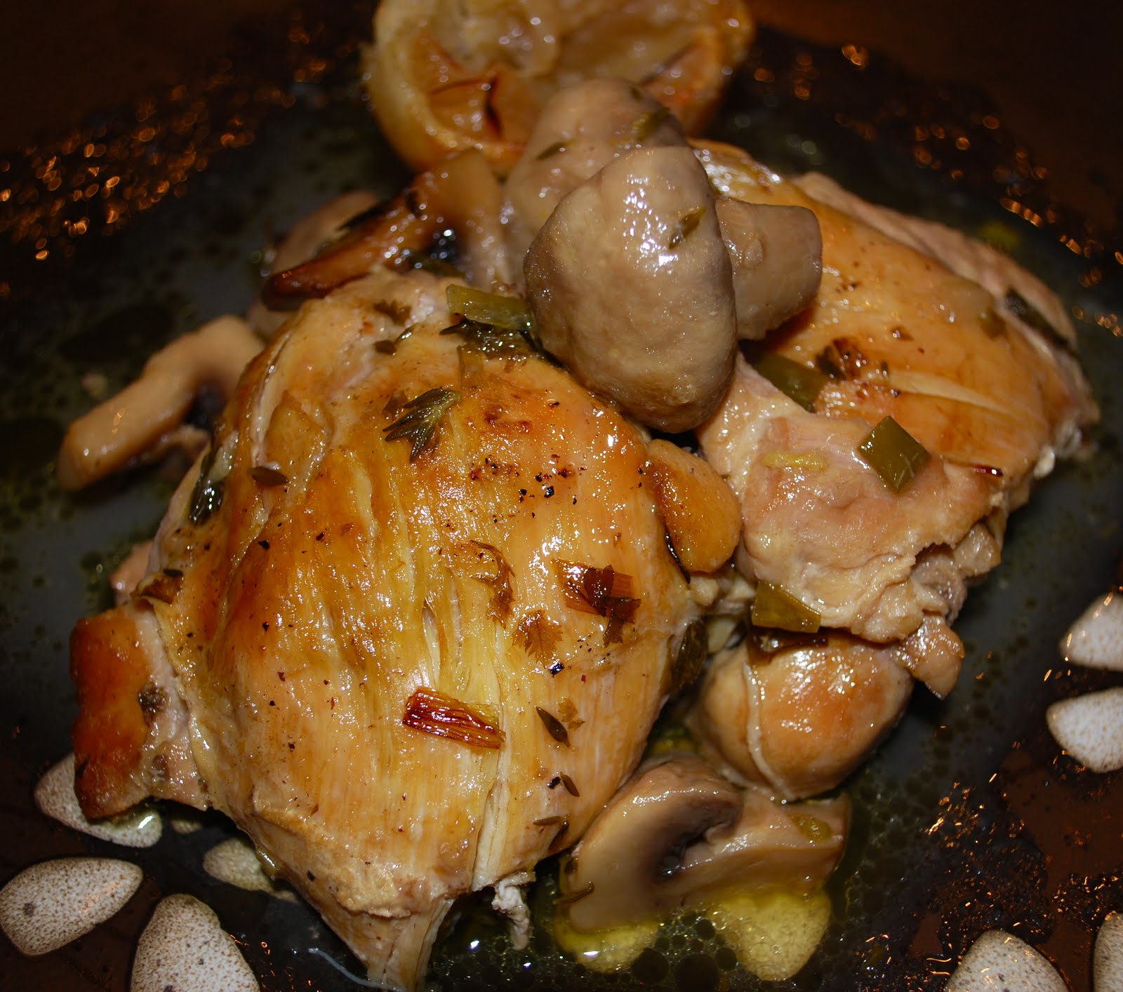 Chicken Thighs in a Lemon Thyme Wine Sauce