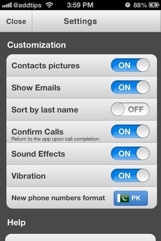 ReachFast Contacts iOS Settings