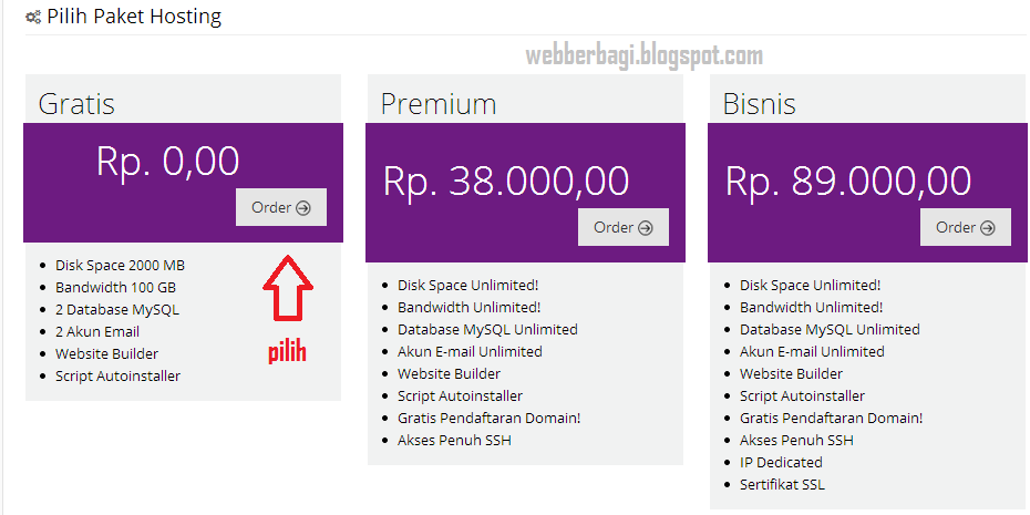 Paket hosting gratis IdHostinger Paket hosting gratis IdHostinger