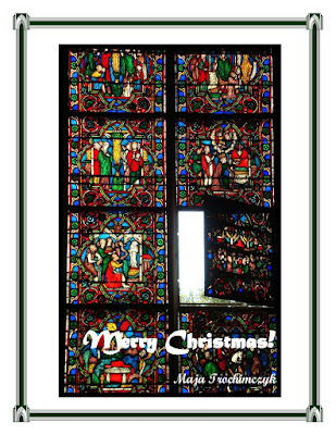 Merry Christmas Card with Stained-Glass Window, by Maja Trochimczyk Merry Christmas Card with Stained-Glass Window, by Maja Trochimczyk