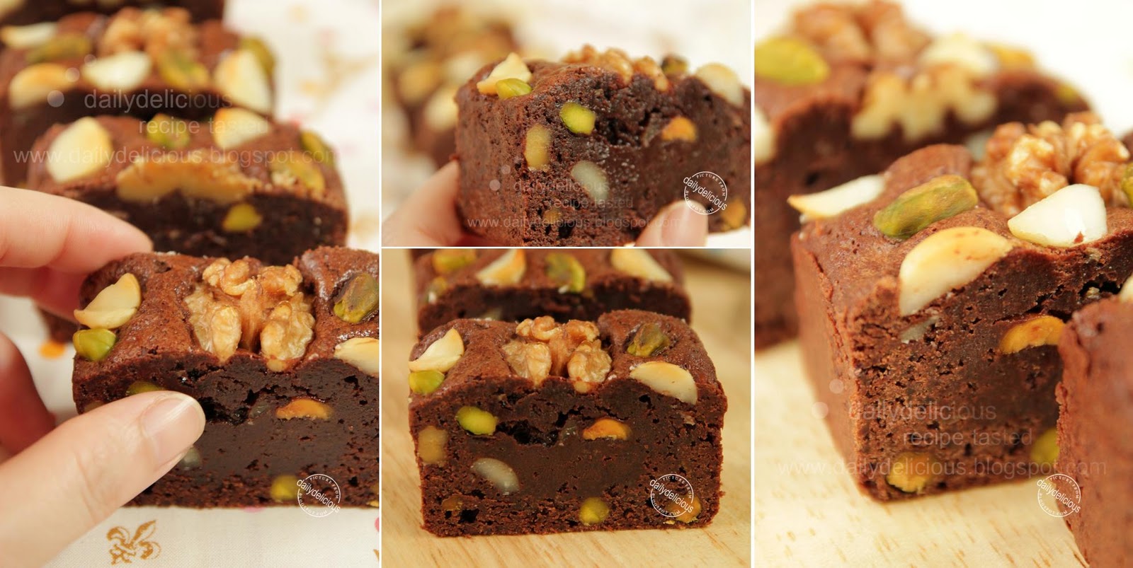 dailydelicious Mixed nuts Brownies Delicious chocolate brownies, one