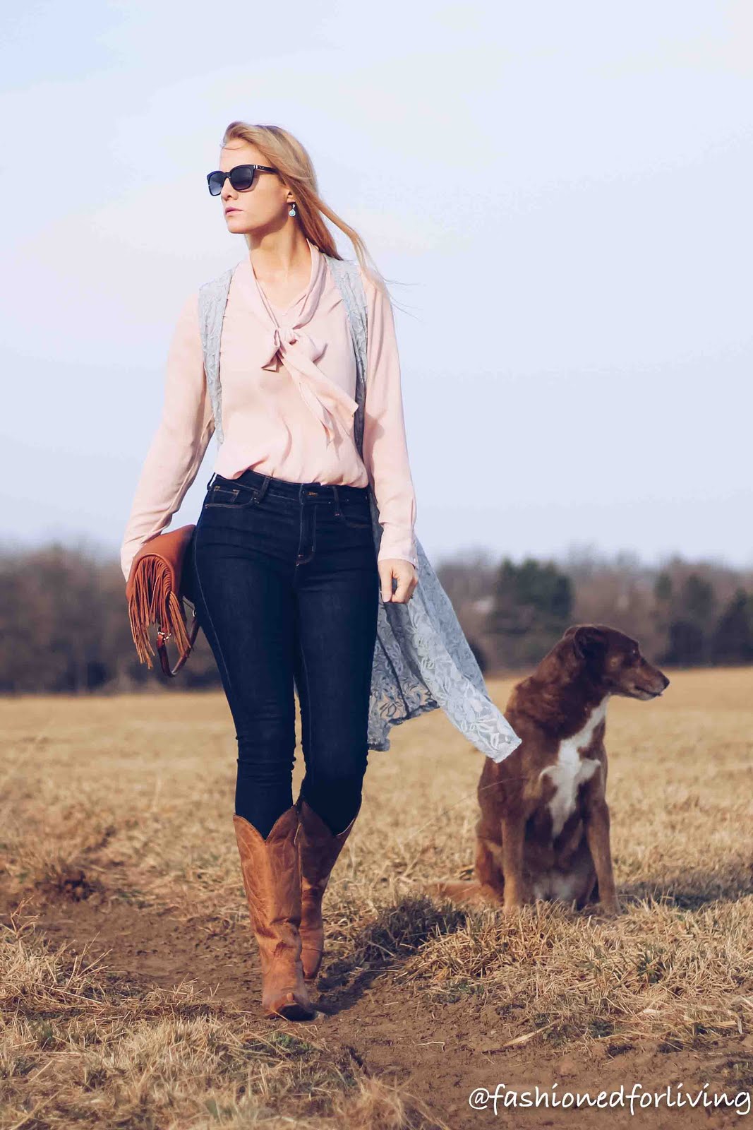 Fashioned For Living: high waisted jeans outfit with cowboy boots