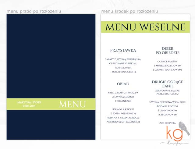 minimalistyczne, trawa cytrynowa, pojedyncze karty, eleganckie, wyjątkowe, granatowe, klasyczne, menu, dodatki ślubne, winietki, napis na wstążce, Oryginalne, nietypowe zaporszenia ślubne, ręcznie robione, eleganckie, wyjatkowe, KG Design, papeteria slubna, poligrafia ślubna, hand made, winietki, numery stołów, menu weselne, plan stołów, napis na wstążce, ozdobne karteczki z napisami.Granatowo-limonkowe, granatowo-zielone, osobne karty, pojedyncze karty, koperta z personalizacją, koperta biała z naklejaną etykietą granatowo-zieloną, RSVP, potwierdzenie przybycia, prostota, ciemny granat, projekt ślubny zaproszeń, dodatków ślubnych, dodatki na wesele, kg design,