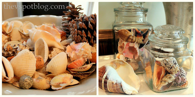 Easy summer decor with sea shells.