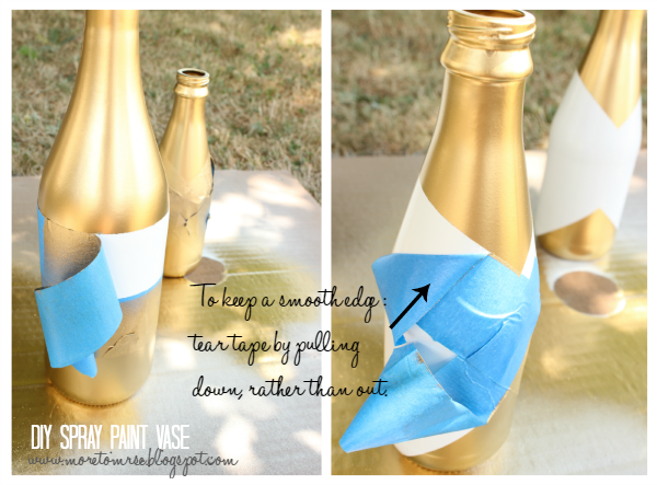 DIY gold metallic spray paint bottle into vase
