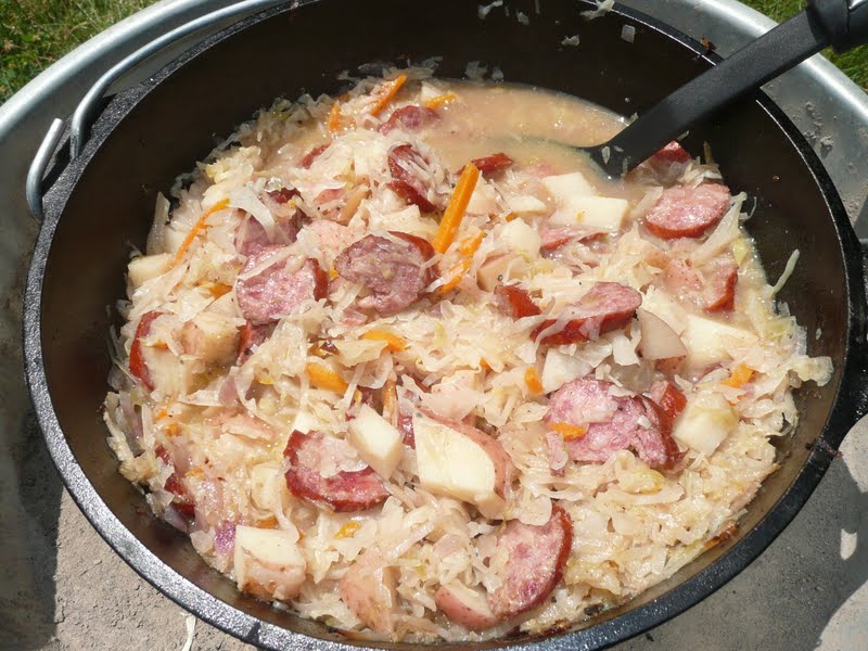 Everyday Dutch Oven Sausage, Potato and Cabbage Stew