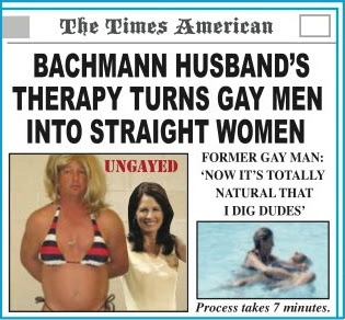 Click for entire strip Bachmann's husband's therapy turns gay men into straight women