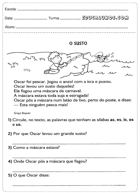 Atividades para interpretar o texto
