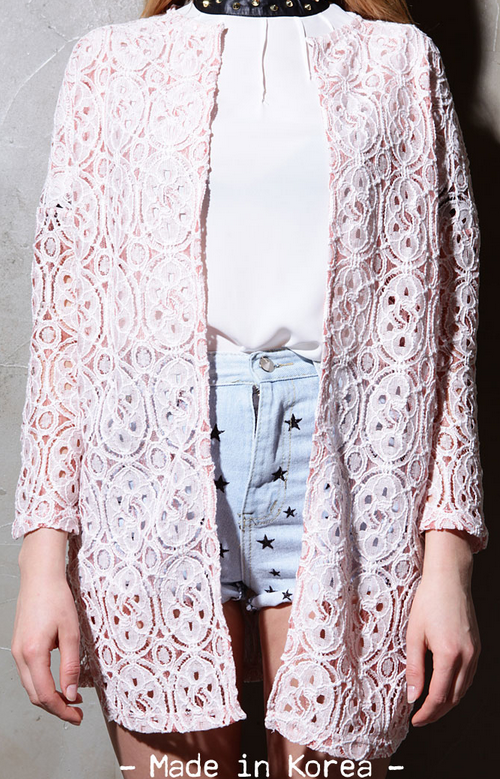 Korean Women's Fashion: Storets Mia Flower Lace Oversized Cardigan